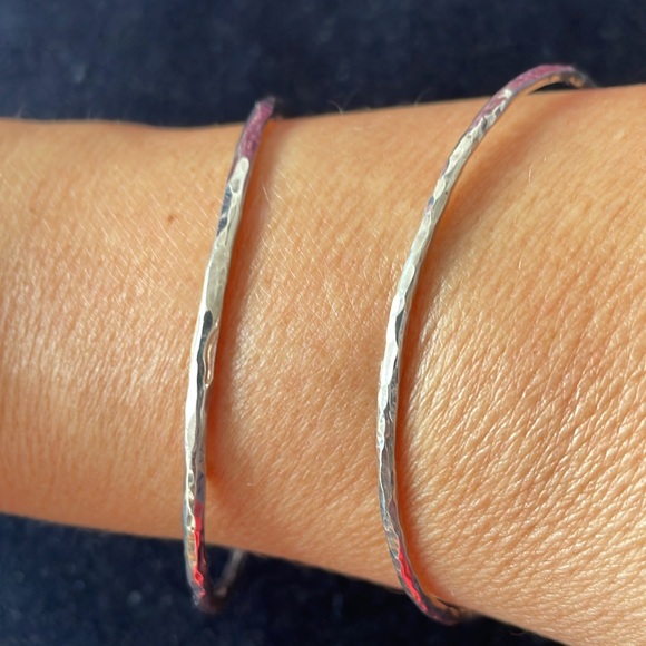 Two New Hammered Silver Bangles - Picture 3 of 3